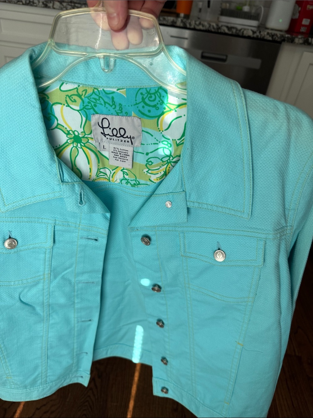 Lilly Pulitzer Turquoise Jean Trucker Jacket